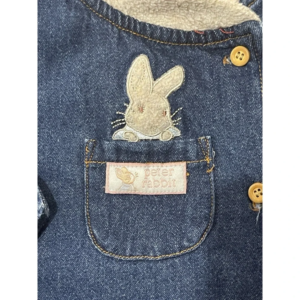 Vintage Peter Rabbit Beatrix Potter Baby‎ Denim Shirt Dress Size 6/9 Months